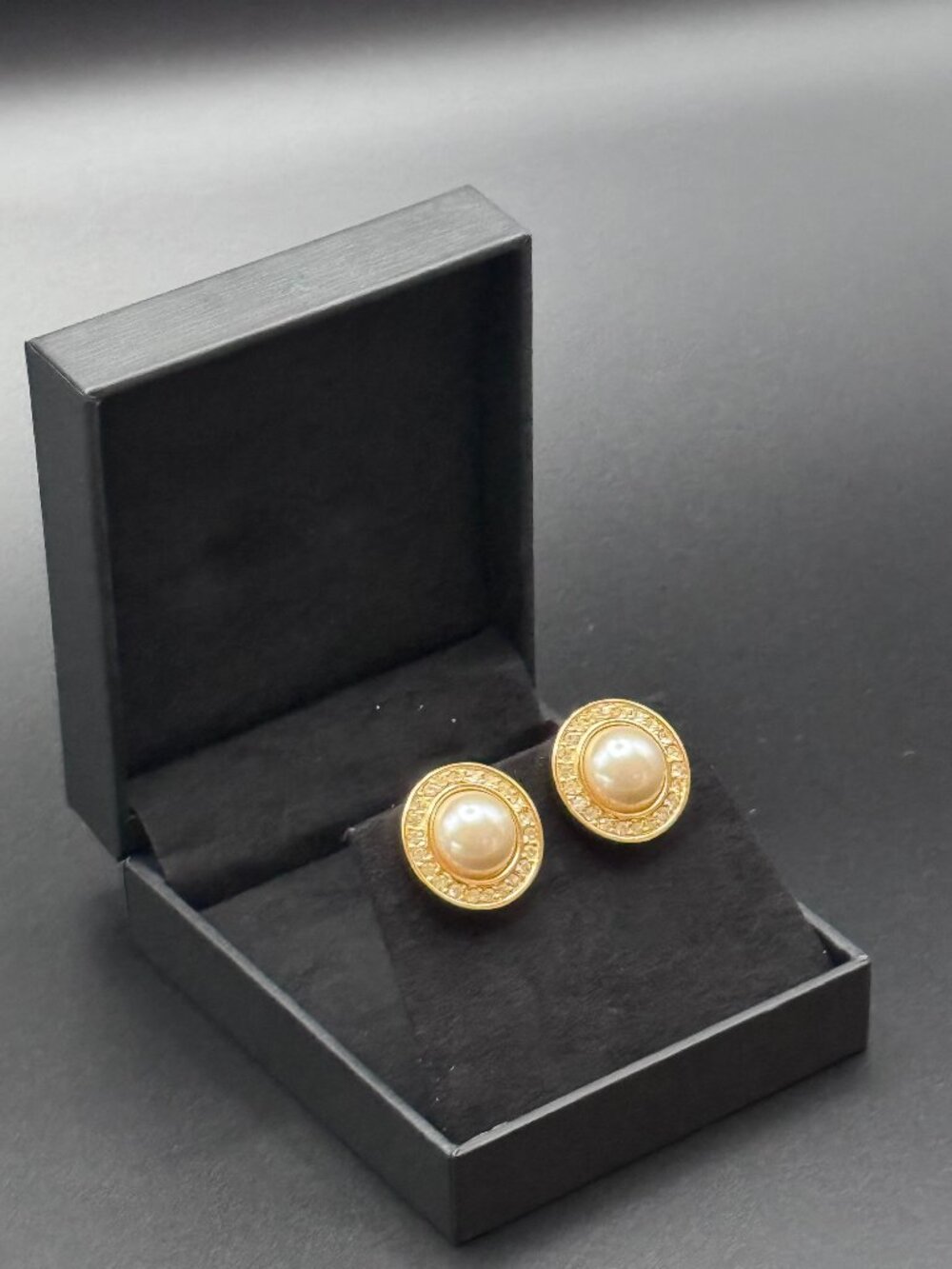 Christian Dior Vintage Faux Pearl & Crystal Stud Clip-on Earrings